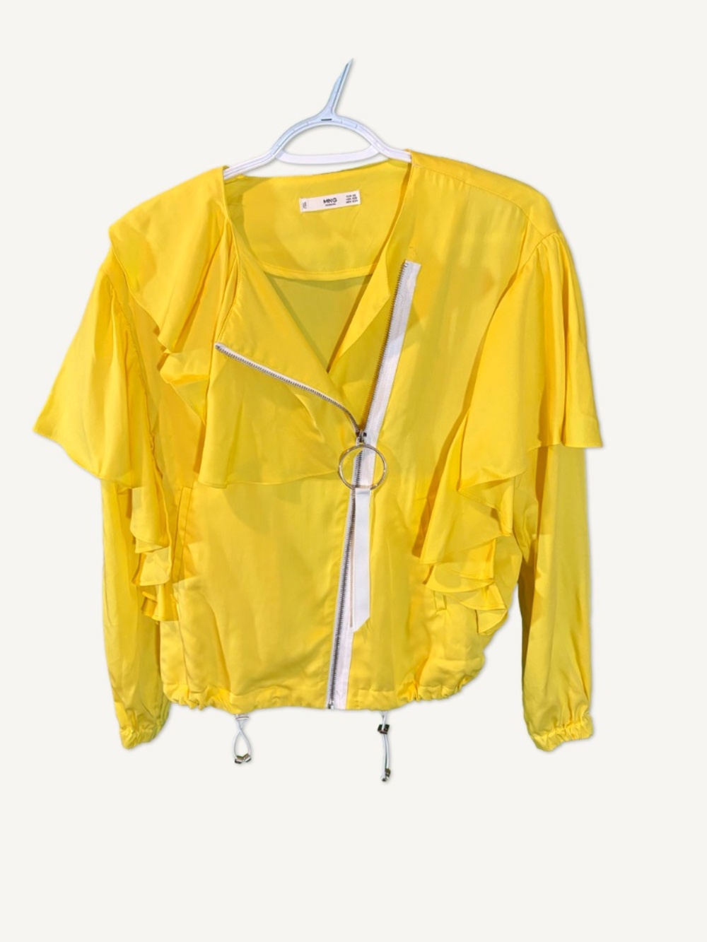 Mango Bright Yellow Ruffled Jacket XS (New Without Tags) - Picture 5 of 6